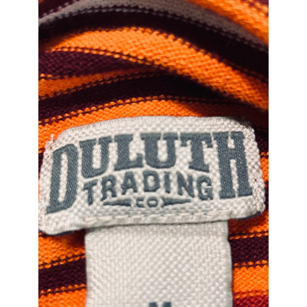 Duluth Trading Co Womens Medium Coolmax Striped Mock Neck Long Sleeve Top Orange - Picture 7 of 9